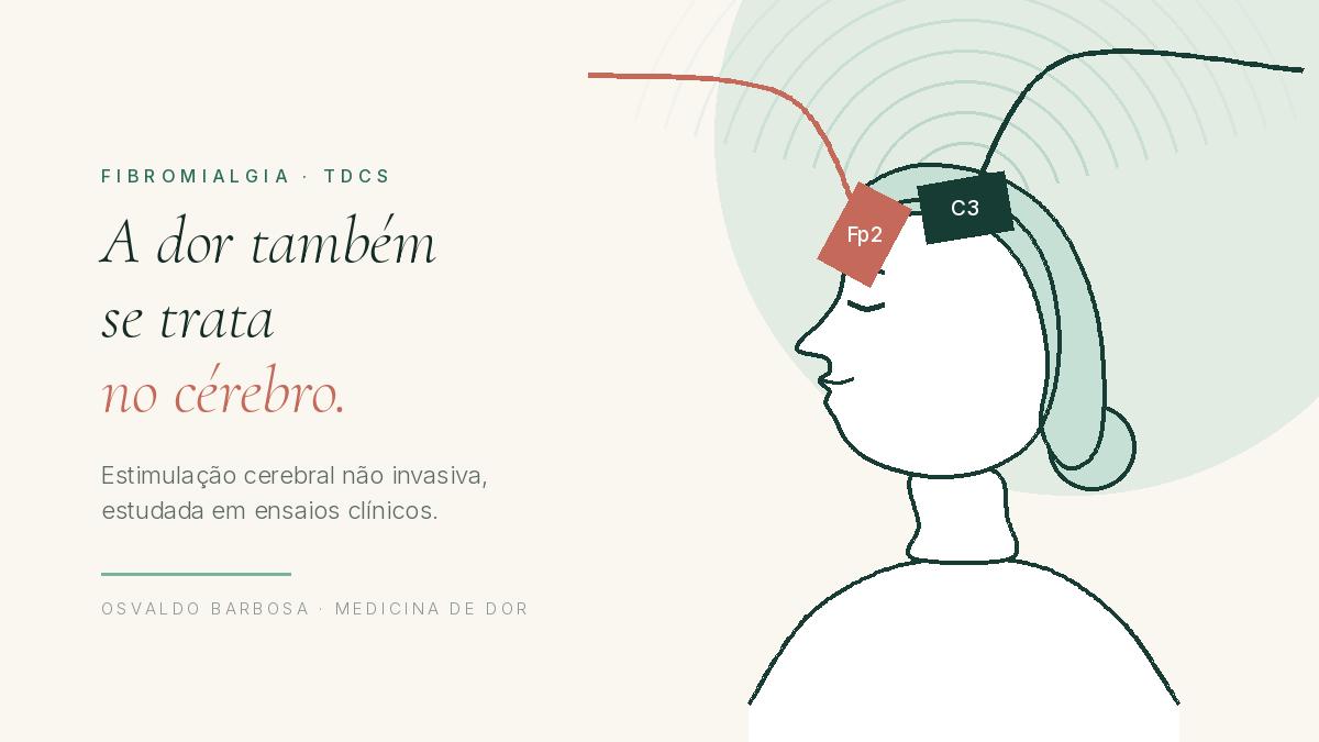 Paciente recebendo estimulação transcraniana por corrente contínua (tDCS) para fibromialgia